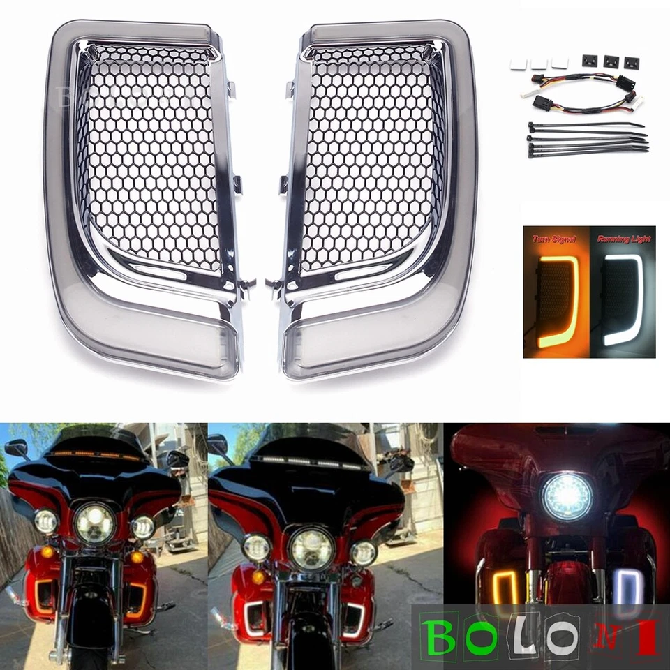 Carenado de señal de giro LED parrilla inferior para Harley Touring FLHTK Ultra Limited 15-20 Foto 1 de 4