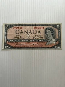Canada 2 Dollars 1954 Devil’s Face Variety Rare Coyne Towers - Picture 1 of 3