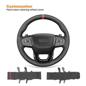 Stitch Black Artificial Leather Steering Wheel Cover Wrap for Ford Ranger 2023 - Picture 1 of 11