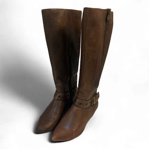 Janet D Damenstiefel Braun Gr 36 Leder Reißverschluss Zierschnalle Used Look - Bild 1 von 7