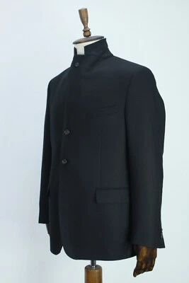 CORNELIANI 黑色法兰绒羊毛和现金运动外套西装外套 52IT 42US/UK — 第 1/4 张图片