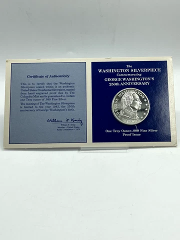 1982 George Washington 250th Anniversary One Troy Ounce .999 Silver Piece coin Cover