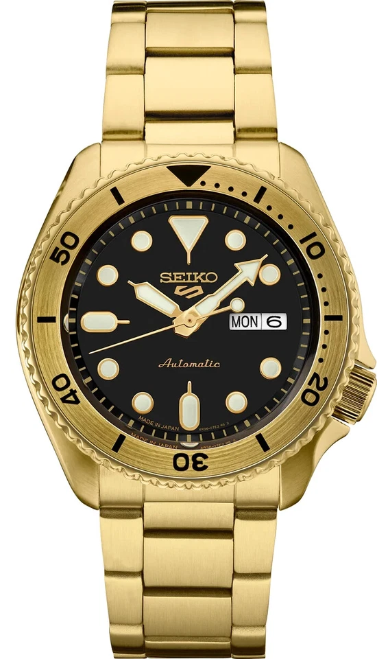 Seiko 5 Sports Automatic 42.5mm Black Dial Gold Stainless Steel Watch SRPK18 - Image 1 of 1