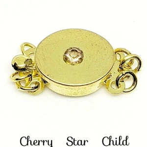 Gold pl oval rhinestone set 3 strand box clasp craft findings jewellery - Picture 1 of 4