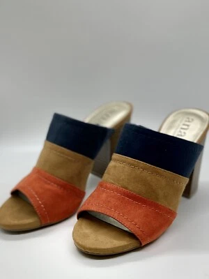 A.N.A. Tacones sin cordones de gamuza Roanoke A New Approach azul marino, tostado y naranja talla 6,5 Foto 1 de 4