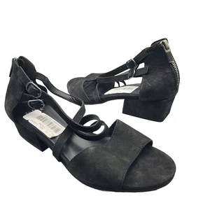 Eileen Fisher women sz 8 Sandal Kyra black Nubck Leather Open Toe Low Heel new - Picture 1 of 8