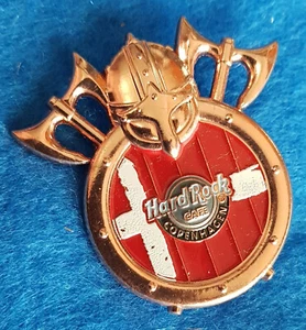 COPENHAGEN VIKING WARRIOR SHIELD TWIN AXE DENMARK FLAG Hard Rock Cafe PIN LE - Picture 1 of 1