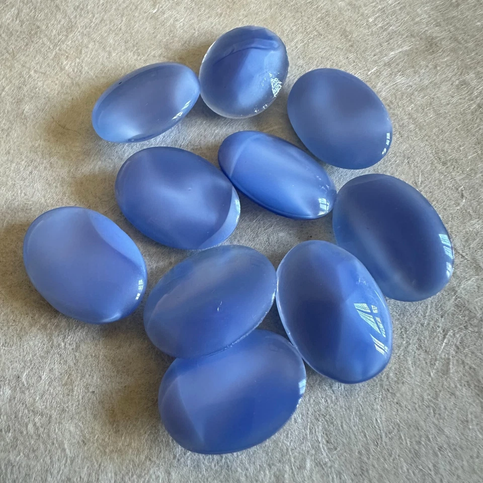 BC206 Piedras de vidrio vintage 25x18 mm piedra lunar azul cabina ovalada parte superior facetada trasera (10) Foto 1 de 1