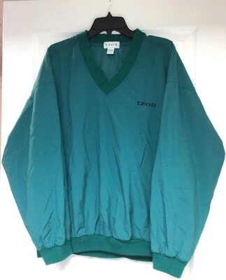 Vintage Retro 80s 90s IZOD Pullover Green Nylon Windbreaker Jacket Size Large - Image 1 of 4