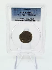 1935 PCGS MS63 Buffalo Nickel Mint Error 2% Clipped Planchet - Picture 1 of 2