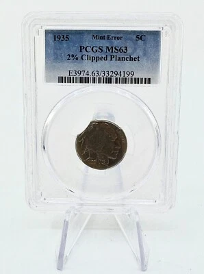 1935 PCGS MS63 Buffalo Nickel Mint Error 2% Clipped Planchet - Image 1 of 2