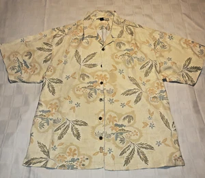 Camisa Hawaiana Tommy Bahama Para Hombre Amarilla Floral Talla XL Manga Corta Campamento Seda - Imagen 1 de 6