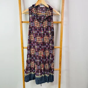 Malala Co. Shirt Dress Womens Large Multicolor Floral Print Sleeveless Midi - Picture 1 of 11
