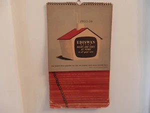 RARE 1955-56 Ediswan Mazda Vacuum Tube Catalog Wall Hanging Calendar Style Chart - Picture 1 of 9