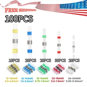 100pcs Waterproof Solder Seal Sleeve Heat Shrink Wire Connectors Terminal kits - Picture 1 of 12