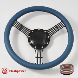 15.5" Black Billet Steering Wheel Blue Full Wrap Blazer GMC W/Horn - Bild 1 von 12