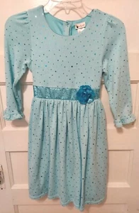 Emily West Girl's Size 12 Blue Sequined Knit Special Occasion Fancy Dress - Picture 1 of 8