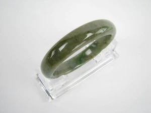 Genuine Natural Variegated Jade Round Eternity Bangle 58 mm #1011 - Picture 1 of 10