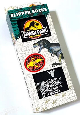 Jurassic Park 1993 Slipper Socks Glow In The Dark new, never used, MINT - Image 1 of 4