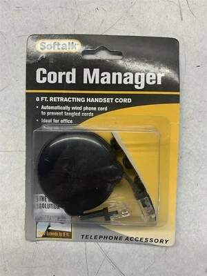SOFTALK BLACK 8FT RETRACTING HANDSET CORD MANAGER-01101 - Image 1 of 2
