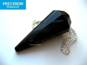 Solid Black Obsidian 12-Faceted Precision Pendulum Healing Crystal Gemstone - Picture 1 of 3