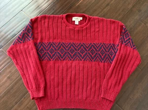 Suéter de Colección Eddie Bauer Algodón XL Para Hombres Cuello Redondo Rojo Azul Hecho en EE. UU. - Imagen 1 de 11