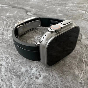 Black Silicone Rubber OYSTERFLEX Watch Strap Band For New Apple Watch Ultra 49mm - Picture 1 of 16