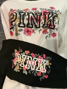 Victoria's Secret Rosa Floral Logo Campus Camiseta + Leggings Conjunto Flores L XL - Imagen 1 de 11