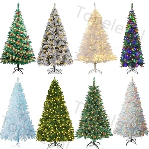 Spruce Realistic Artificial Holiday Christmas Tree with Metal Stand & LED Lights - Picture 1 of 37