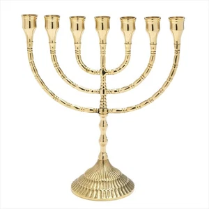 30cm Menorah Candlestick Large Gold 7pcs Candlestick Brass 2880 - Picture 1 of 1