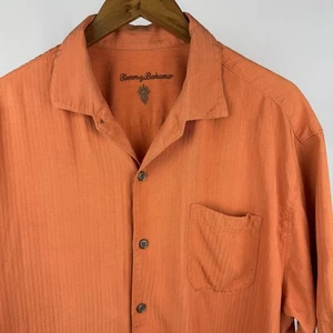 Tommy Bahama Mens XL Short Sleeve 100% Silk Button-Up Orange - Picture 1 of 7