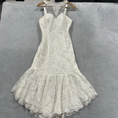 NewLeaf Midi Dress Women 9 / 10 White Lace Coquette Bridal Wedding Vtg USA Made - Image 1 of 4