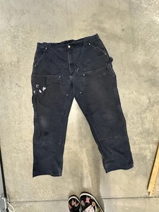 Vintage Carhartt Double Knee Hose Schwarz Größe 42x32 Distressed Faded Painted - Bild 1 von 7