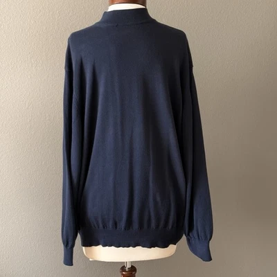 Vintage Linea Uomo  Navy Blue Long Sleeve Pullover Sweater Sz Large Mock Italy - Image 1 of 4
