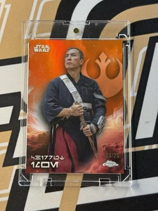2025 Topps Chrome Star Wars Chirrut Imwe #24 True Orange Wave Refractor /25 - Picture 1 of 2