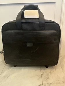 Authentic HARTMANN Leather Rolling Wheeled Briefcase Laptop Travel Pilot Bag EUC - Picture 1 of 14