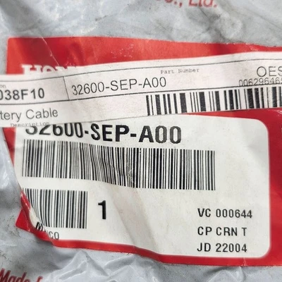 Cable de batería negativo genuino OEM HONDA 32600-SEP-A00 Acura TL 2004-2006 Foto 1 de 4
