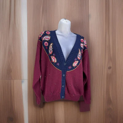 Cárdigan Suéter Vintage Huntington Ridge Floral Bordado Con Cuentas Talla Grande Foto 1 de 4