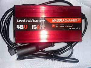 Magula 48V 15A Golf Cart Batterieladegerät EZGO RXV TXT 3-Pin Rot Erhaltungsladung - Bild 1 von 5