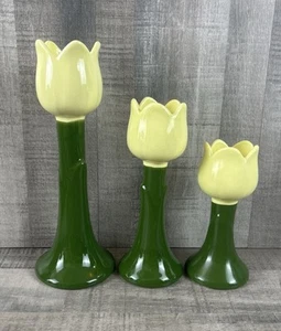 Tulip Candlestick Holder Set Henriksen Imports VTG Ceramic San Fran California - Picture 1 of 8