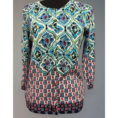 Joseph A Cardigan Medium Womens 3/4 Sleeve Colorful Button Up Grannycore - Image 1 of 4