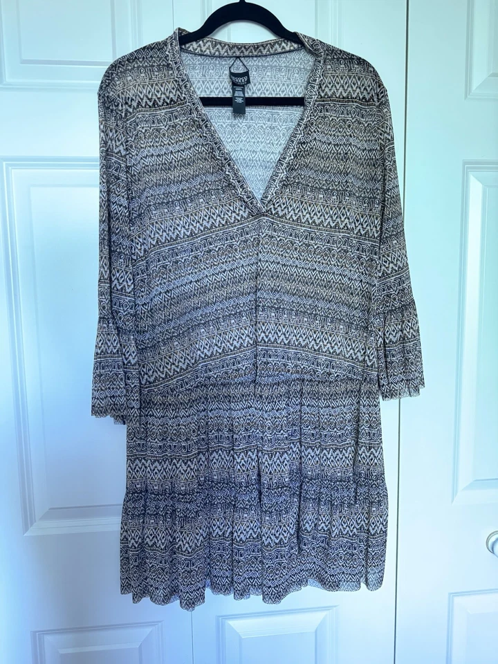 Vestido de encubrimiento de natación estampado encantador Coco Reef para mujer, tostado/gris nuevo sin etiquetas Foto 1 de 4