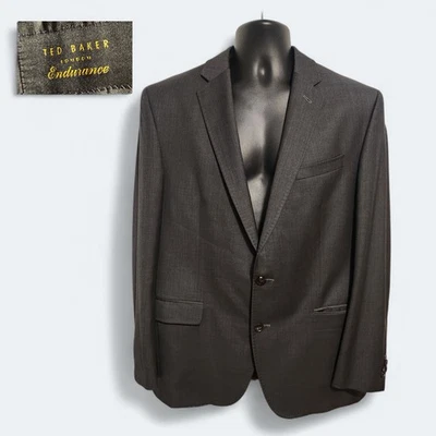 Ted Baker Endurance 44R Charcoal Gray Wool Suit Jacket Sport Coat Business - Image 1 of 4