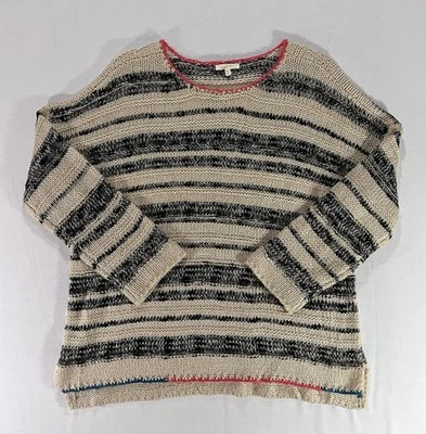 Mystree 女式条纹套衫毛衣 M 码 100% 丙烯酸 — 第 1/4 张图片