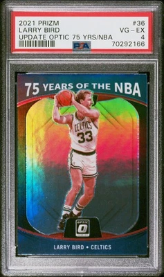 2021 PANINI PRIZM 75 YEARS OF THE NBA UPDATE OPTIC #36 LARRY BIRD PSA 4 - Image 1 of 2