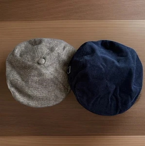 Lot of 2 JANIE & JACK Hats Boys 2T-3T Blue Corduroy & Brown Tweed Newsboy Caps - Picture 1 of 15