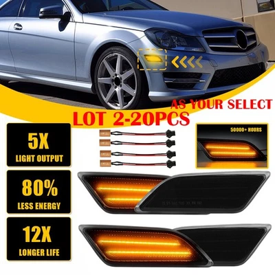 2-20X Side Marker Bumper Lights Amber For 12-14 Mercedes Benz C250 C300 C350 C63 - Image 1 of 4