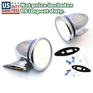 Hot rod Muscle Classic Car Universal Chrome Bullet Style Side Door Fender Mirror - Foto 1 di 6