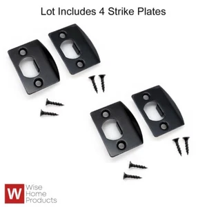 LOT - 2 Pack - Black Iron Full Lip Round Corner Deadbolt Strike Plates - Picture 1 of 6