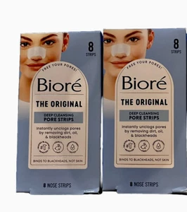 2-Pack Biore Original Cleansing Blackhead Remover Pore Strips 8ct (each pack) - Picture 1 of 4